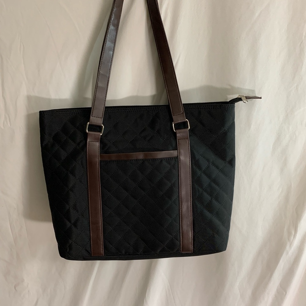 Sophisticated Black and Brown Quilted Tote